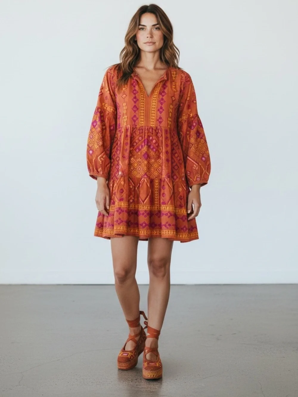 FARM RIO RUST ESPADRILLE FLATFORM EMBROIDERED LACE UP PLATFORM SHOES NWT SIZE 8